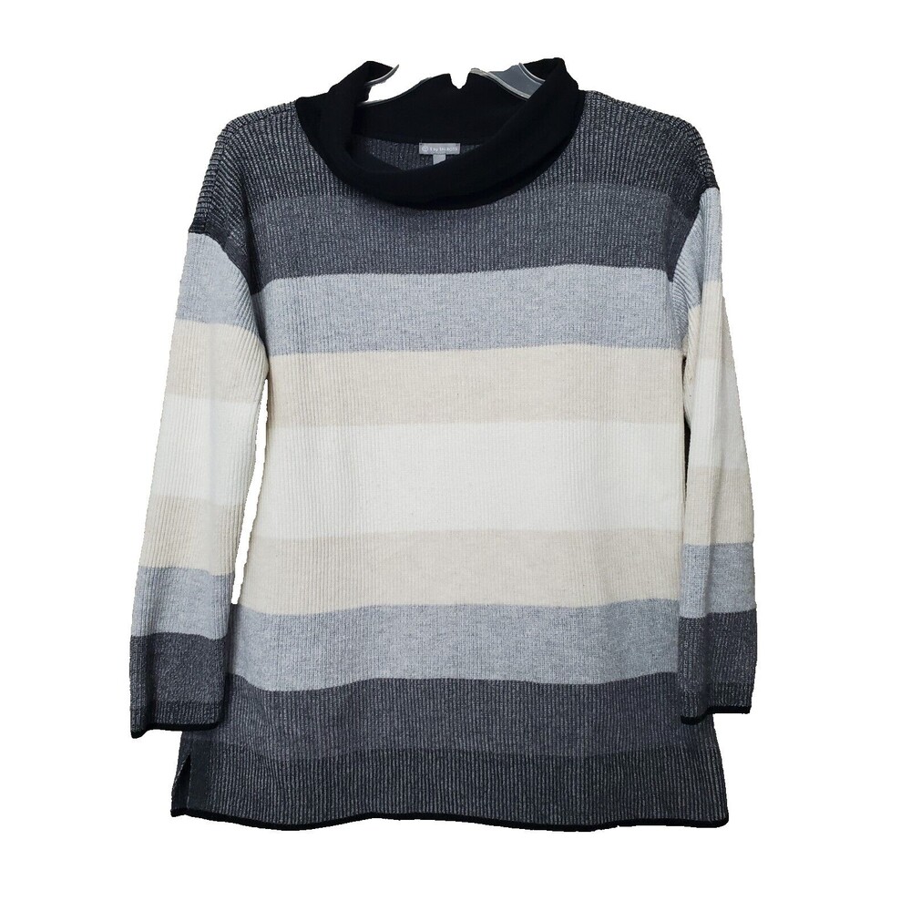 Talbots Ombre Stripe Colorblock Turtleneck Pullover Sweater Size Large